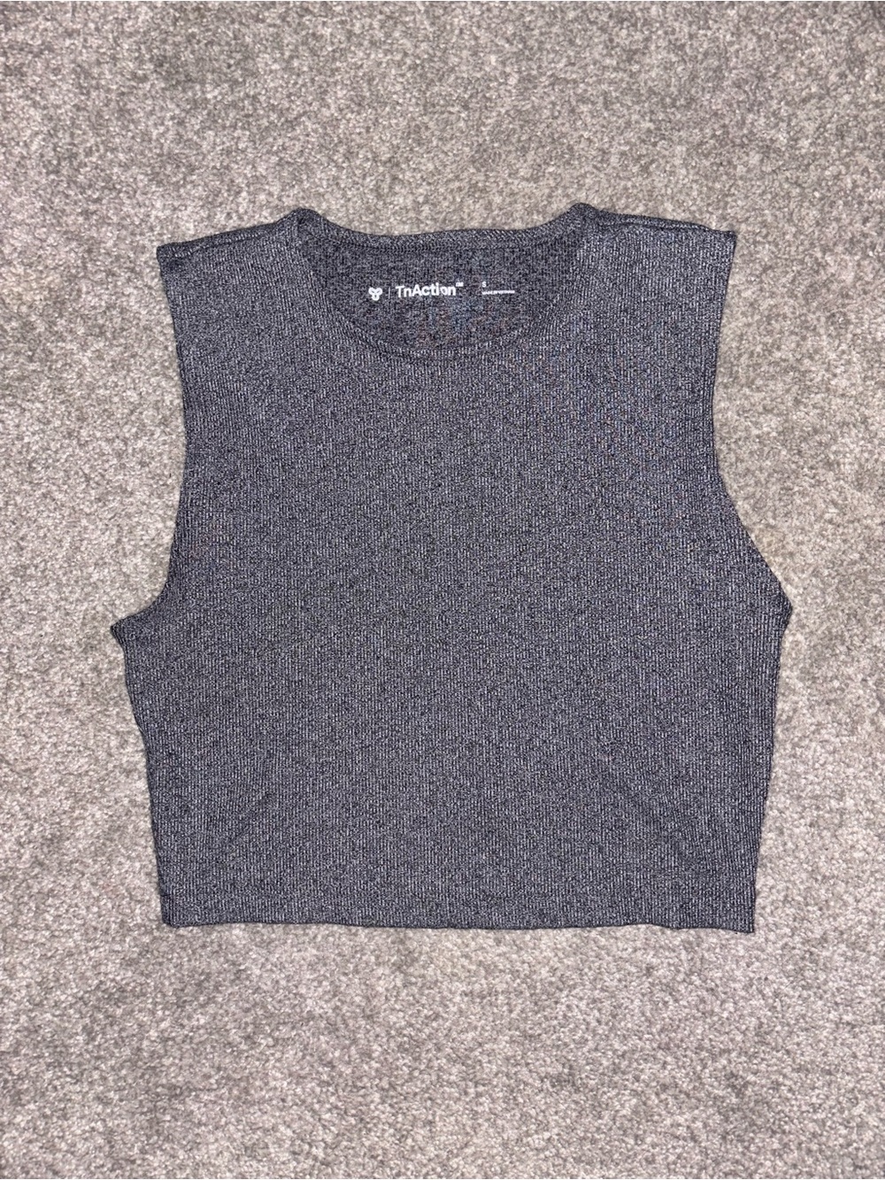 Size S- TnAction/Aritzia Women's Sleeveless Ribbed Crop Tank - Charcoal Gray